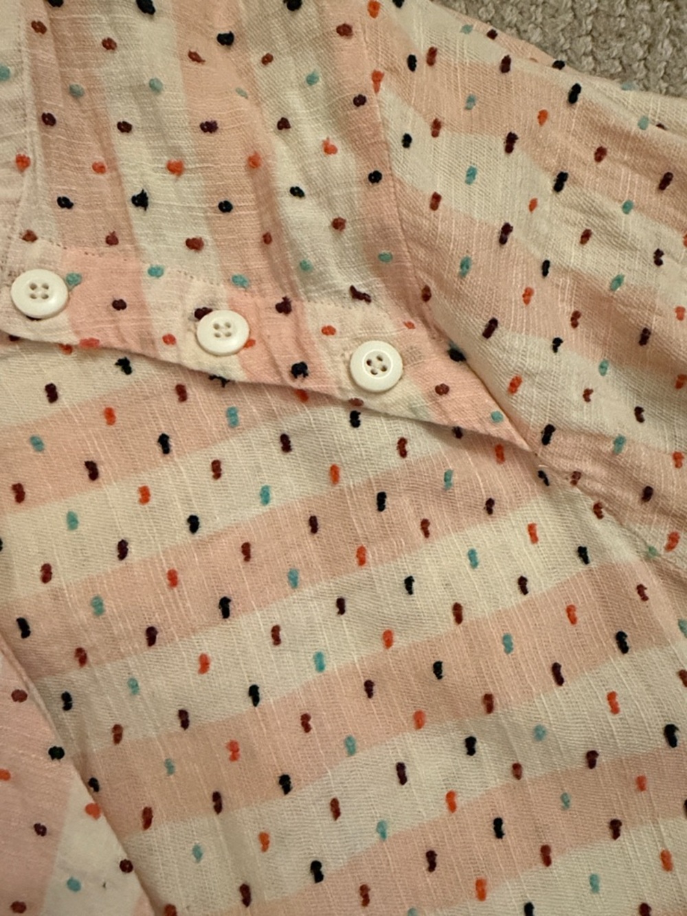 Ace & Jig Light Cream Textured Button Collar Top w/ Removable Lady Bow - Picture 2 of 3